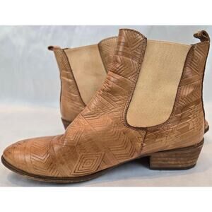 Ming Originals Spain Leather Cowboy Booties Women's Size 7.5 US 38 UK Tan